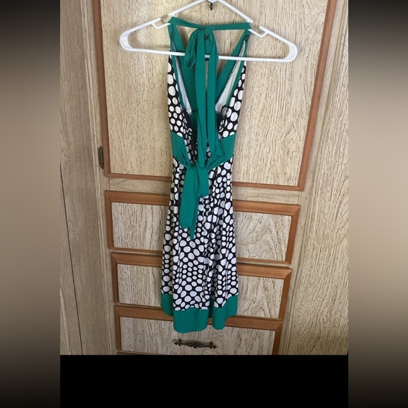 Body central halter dress size small black & green with white polka dots - Picture 2 of 5
